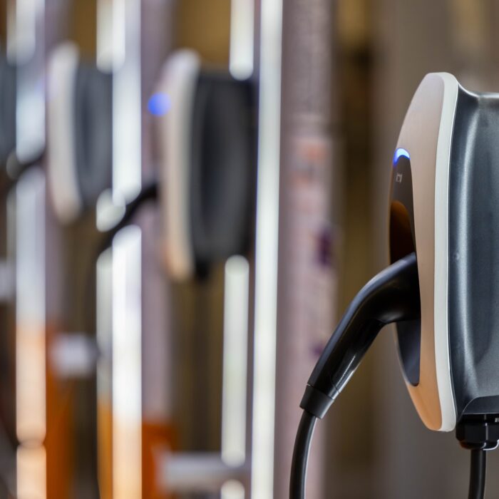 EV charging and electric car, Electric car charging station for charge EV battery.