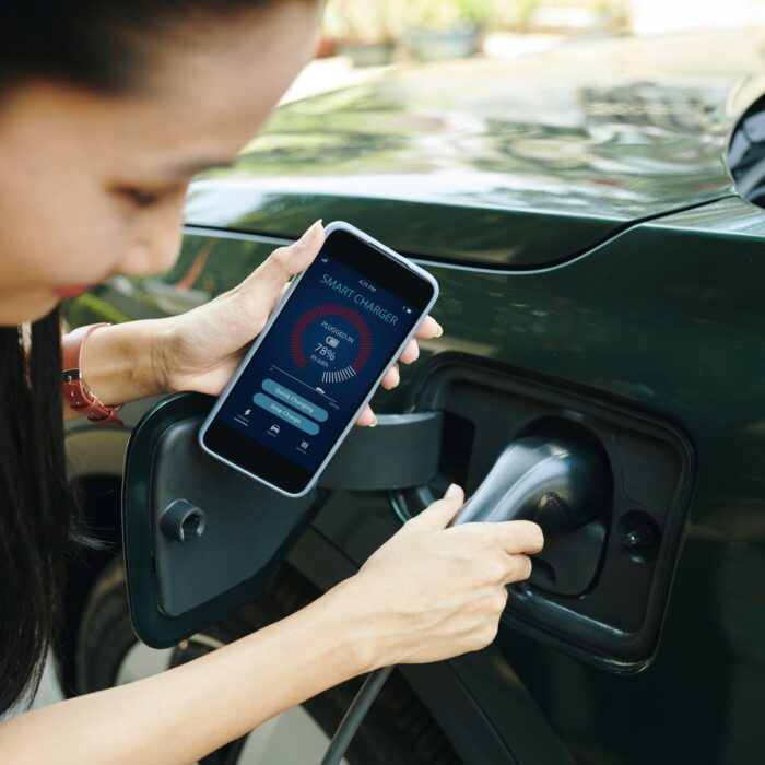 EV Owner Using Smart Charger App